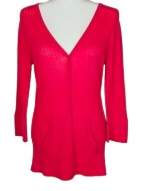 Calvin Klein Cardigan Sweater Pink Kangaroo Pocket L